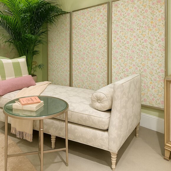 Vintage 1980s Pink and Yellow Floral Motif Wallpaper - Picture 4 of 8